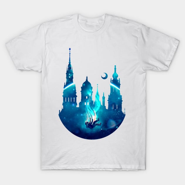 Astronaut Castle T-Shirt by KucingKecil